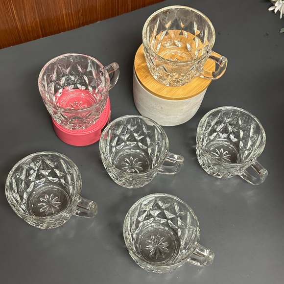 Anchor Hocking Glass Crown Point pattern Punch Cups - Picture 4 of 6